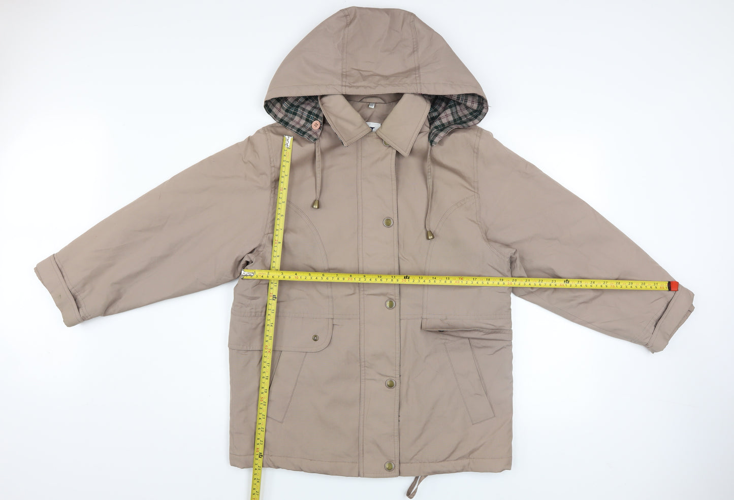 Debenhams Women’s Beige Parka Jacket Size 10 Hooded Mid-Length Cotton Blend