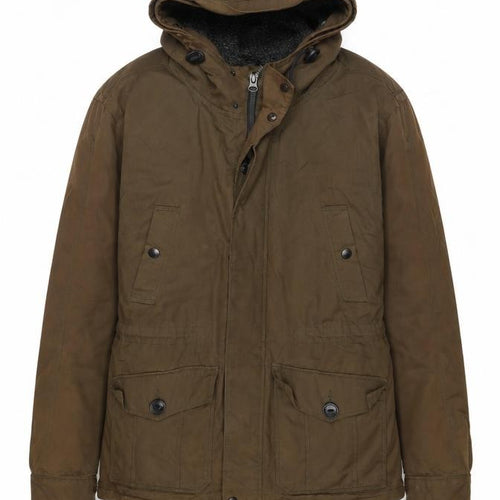 Red Herring Men's Brown Parka Jacket S 38in Hooded Winter Cotton Blend