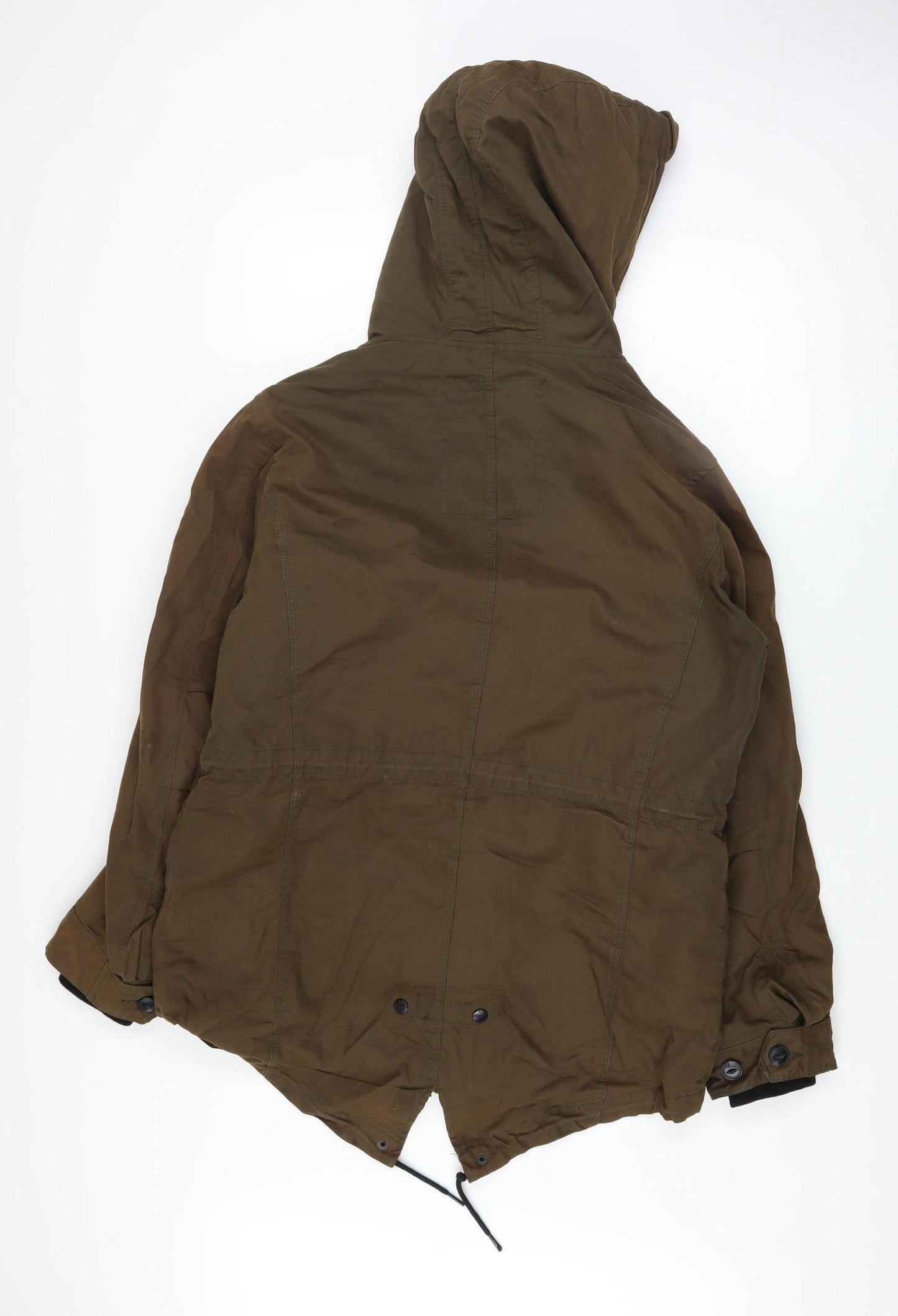 Red Herring Men's Brown Parka Jacket S 38in Hooded Winter Cotton Blend