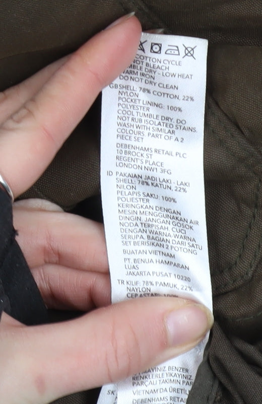 Red Herring Men's Brown Parka Jacket S 38in Hooded Winter Cotton Blend