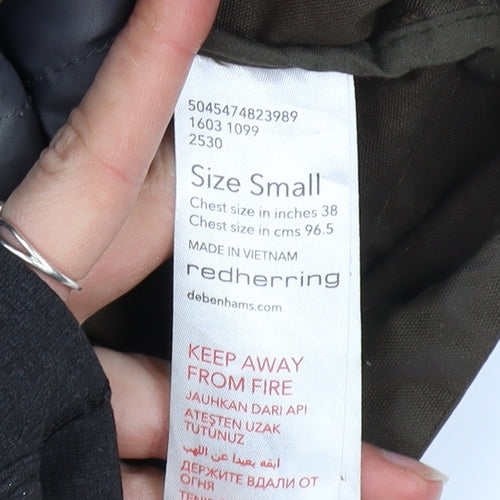 Red Herring Men's Brown Parka Jacket S 38in Hooded Winter Cotton Blend