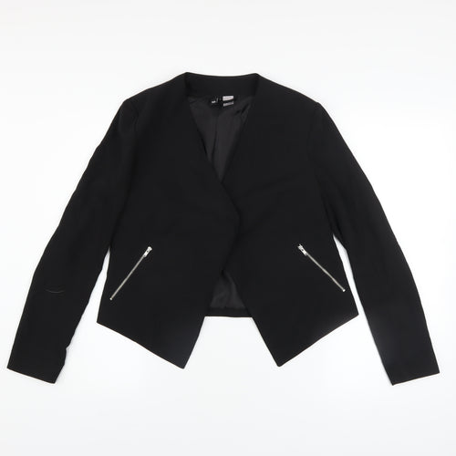 H&M Divided Women's Black Size 8 Slim Fit Zip Blazer Jacket