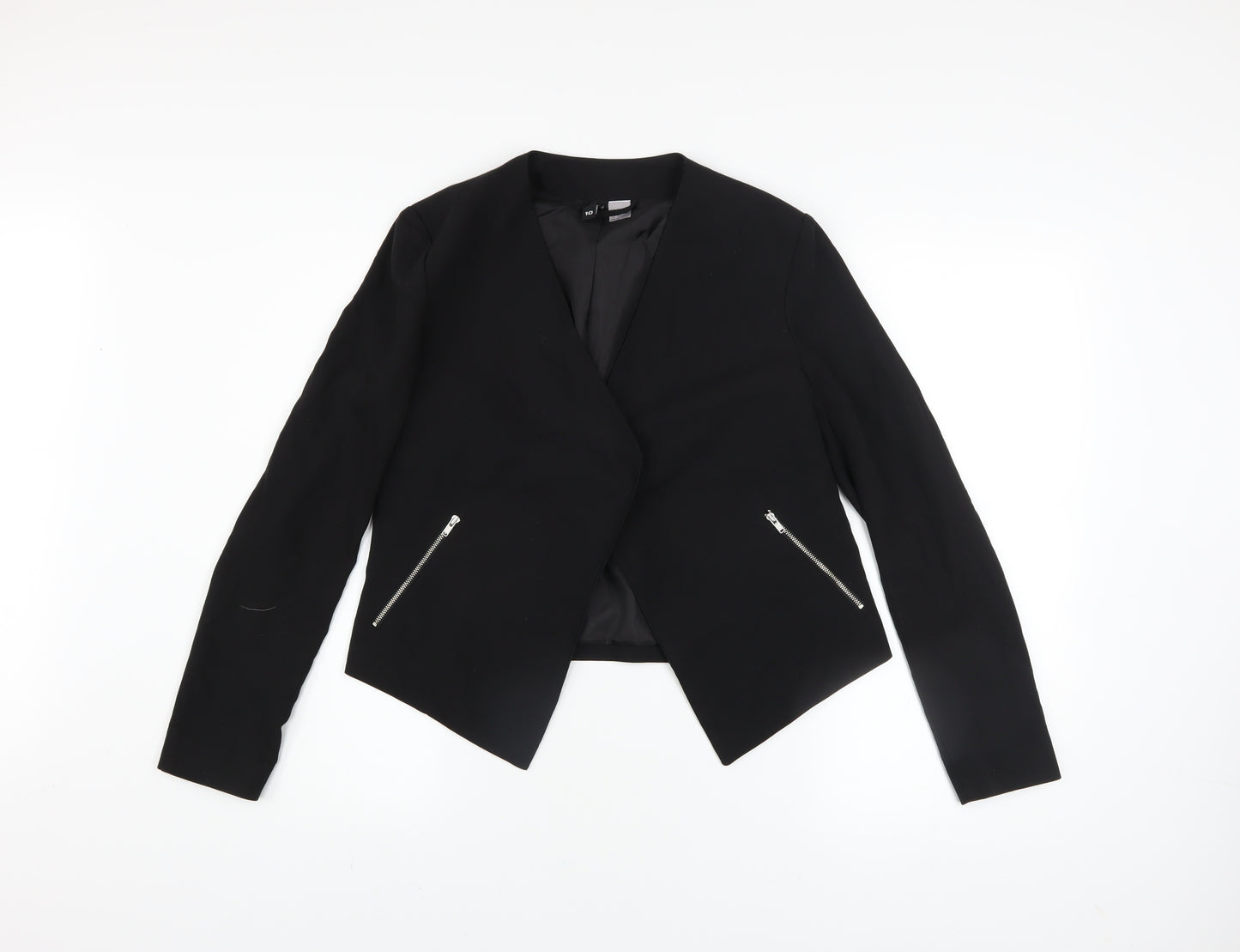 H&M Divided Women's Black Size 8 Slim Fit Zip Blazer Jacket