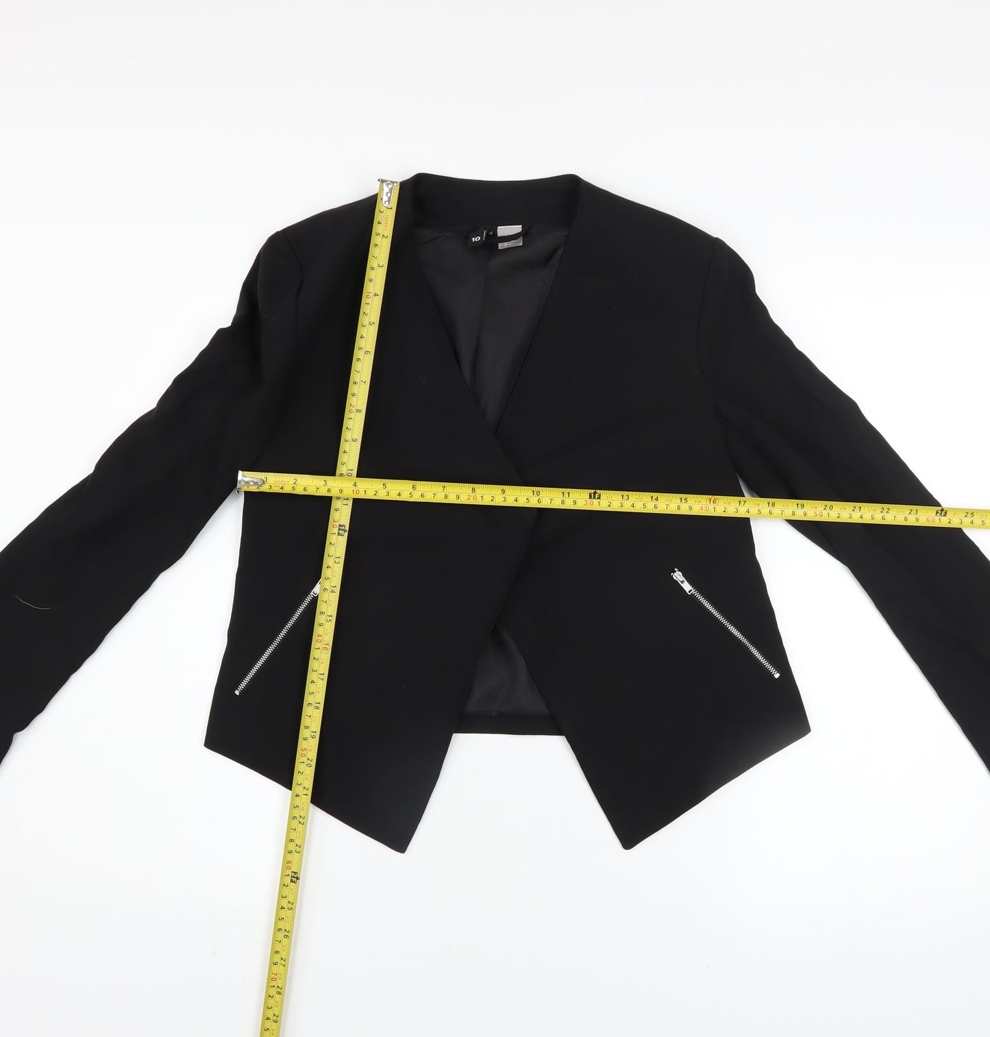 H&M Divided Women's Black Size 8 Slim Fit Zip Blazer Jacket