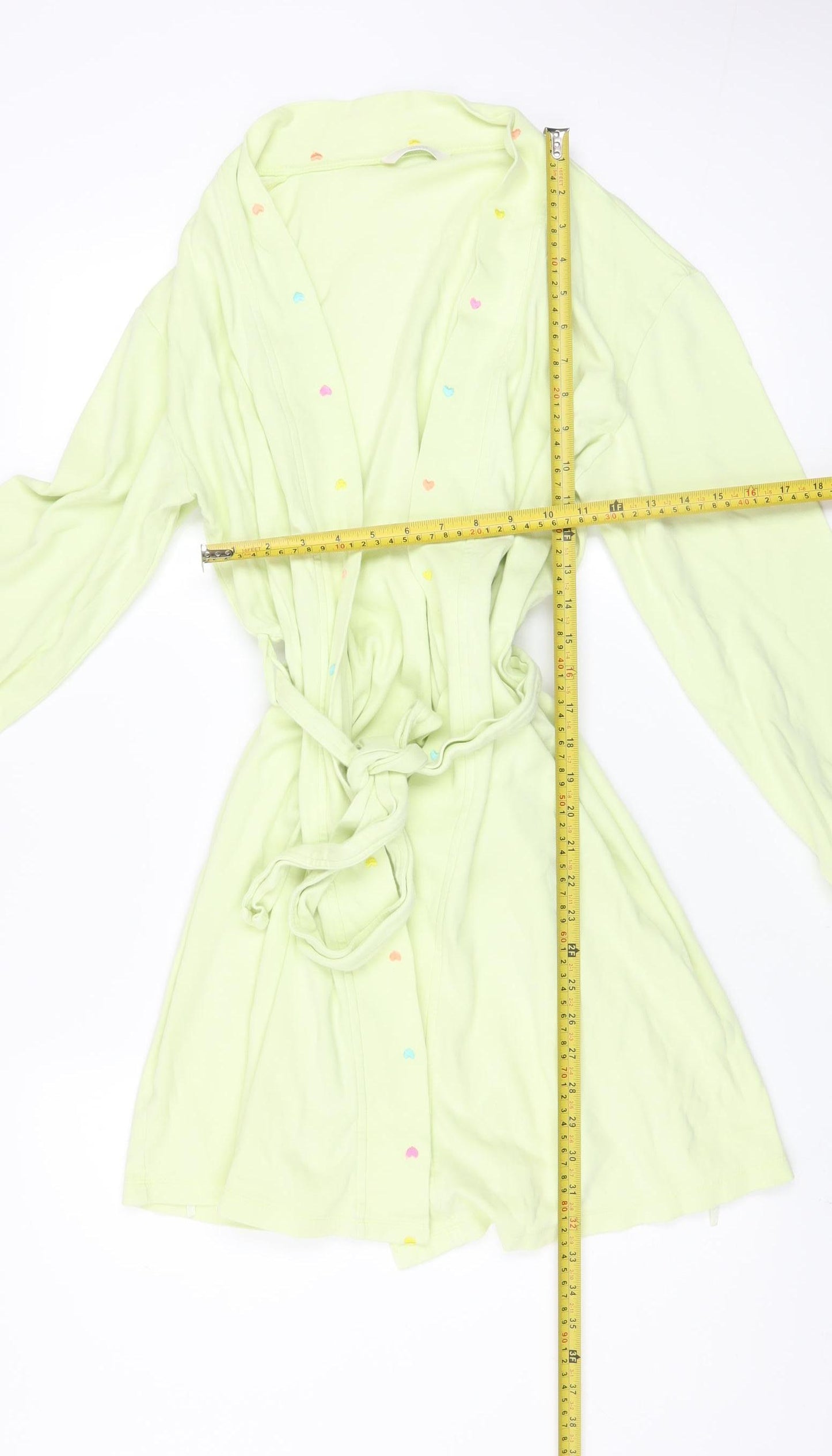 Marks and Spencer Women's Green Cotton Heart Robe Kimono UK 8-10