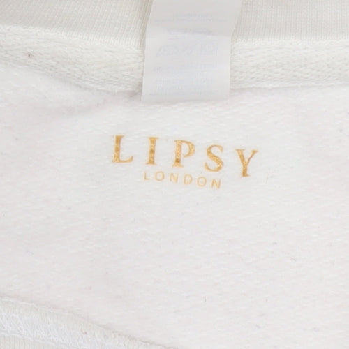 Lipsy London Women White Medium Pullover Sweatshirt Christmas Glitter Trees