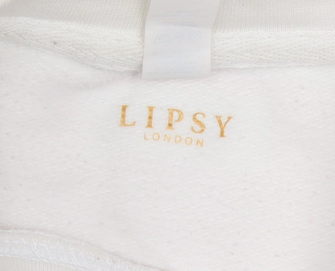 Lipsy London Women White Medium Pullover Sweatshirt Christmas Glitter Trees