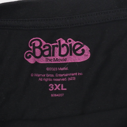 Barbie Womens Black 3XL Basic T-Shirt Retro Movie Print