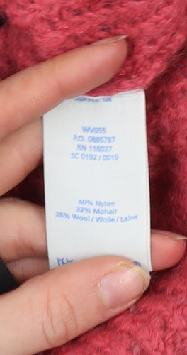 Boden Women’s Green Pink Chunky Knit Wool Mohair Pullover Jumper Size 12