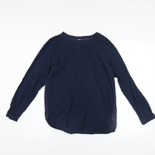 White Stuff Women's Blue Long Sleeve Basic Cotton T-Shirt UK 10