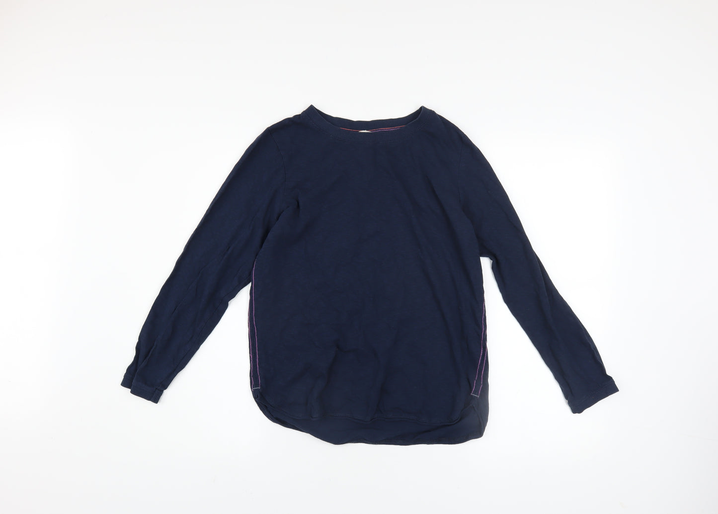 White Stuff Women's Blue Long Sleeve Basic Cotton T-Shirt UK 10