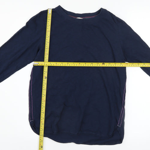 White Stuff Women's Blue Long Sleeve Basic Cotton T-Shirt UK 10