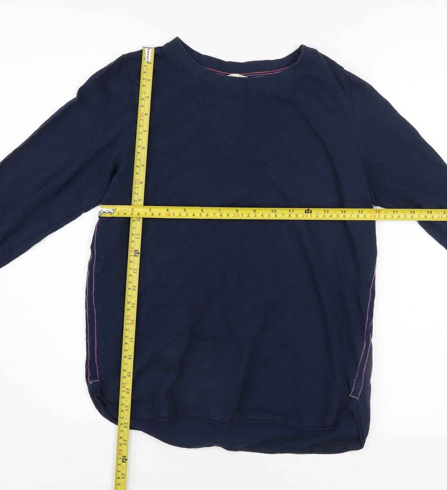 White Stuff Women's Blue Long Sleeve Basic Cotton T-Shirt UK 10