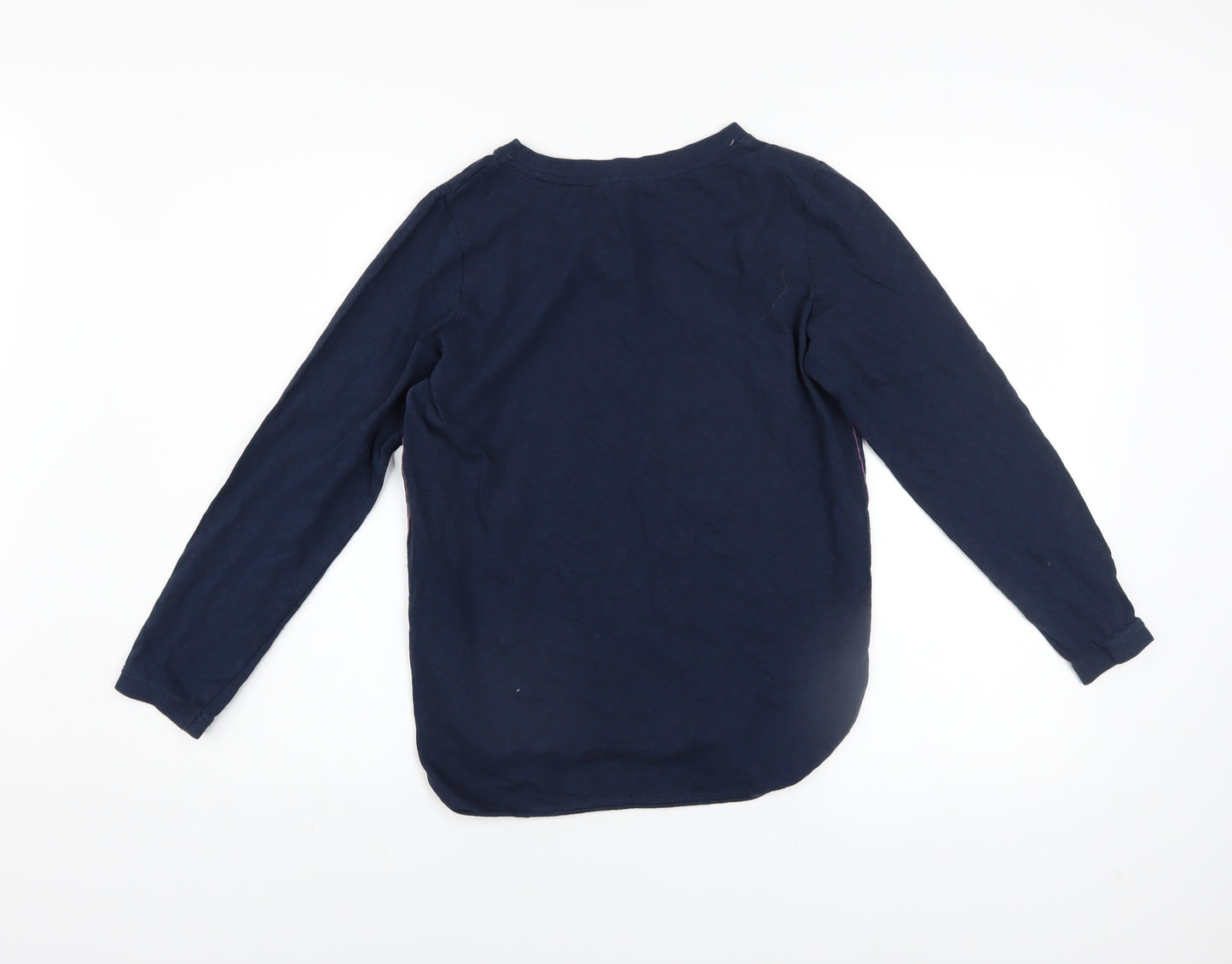 White Stuff Women's Blue Long Sleeve Basic Cotton T-Shirt UK 10