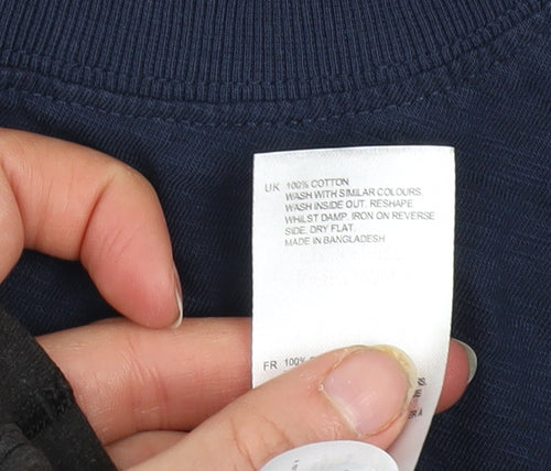 White Stuff Women's Blue Long Sleeve Basic Cotton T-Shirt UK 10