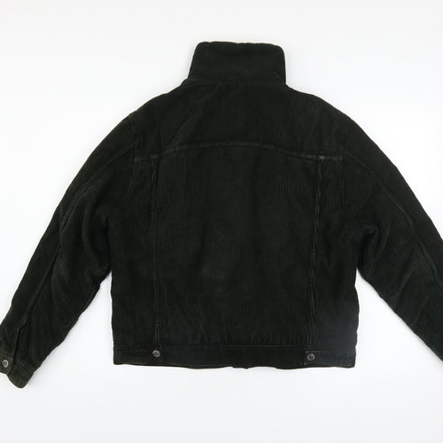 Topshop Women's Black Corduroy Sherpa Lined Bomber Jacket UK 10