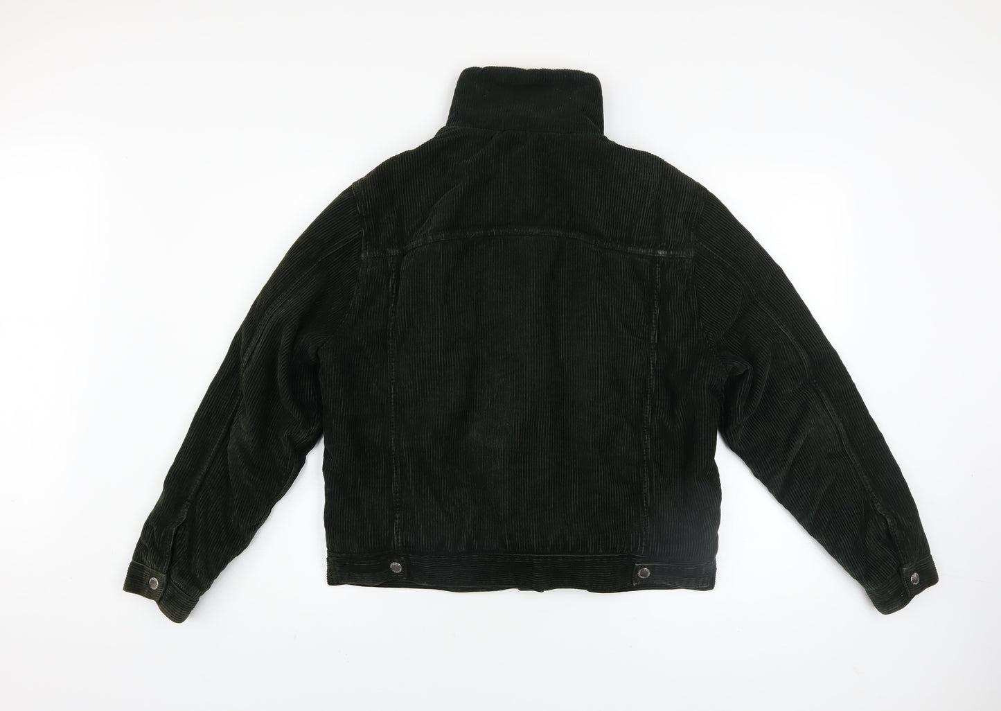 Topshop Women's Black Corduroy Sherpa Lined Bomber Jacket UK 10