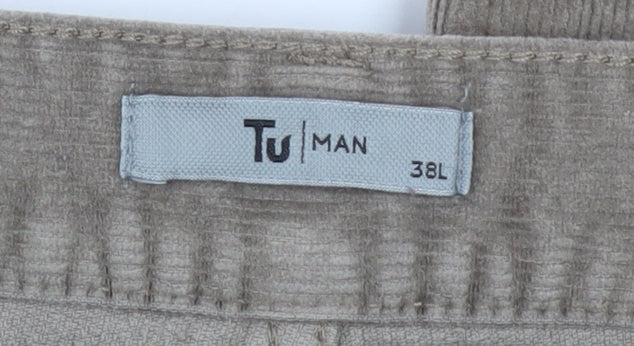 Tu Men Beige Corduroy Chino Trousers 38L Regular Fit Autumn