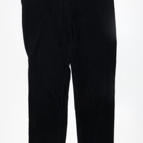Lorelia Men's Black Corduroy Regular Fit Trousers Size L