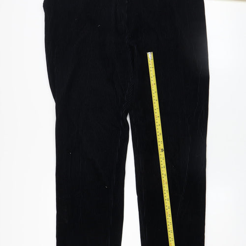 Lorelia Men's Black Corduroy Regular Fit Trousers Size L