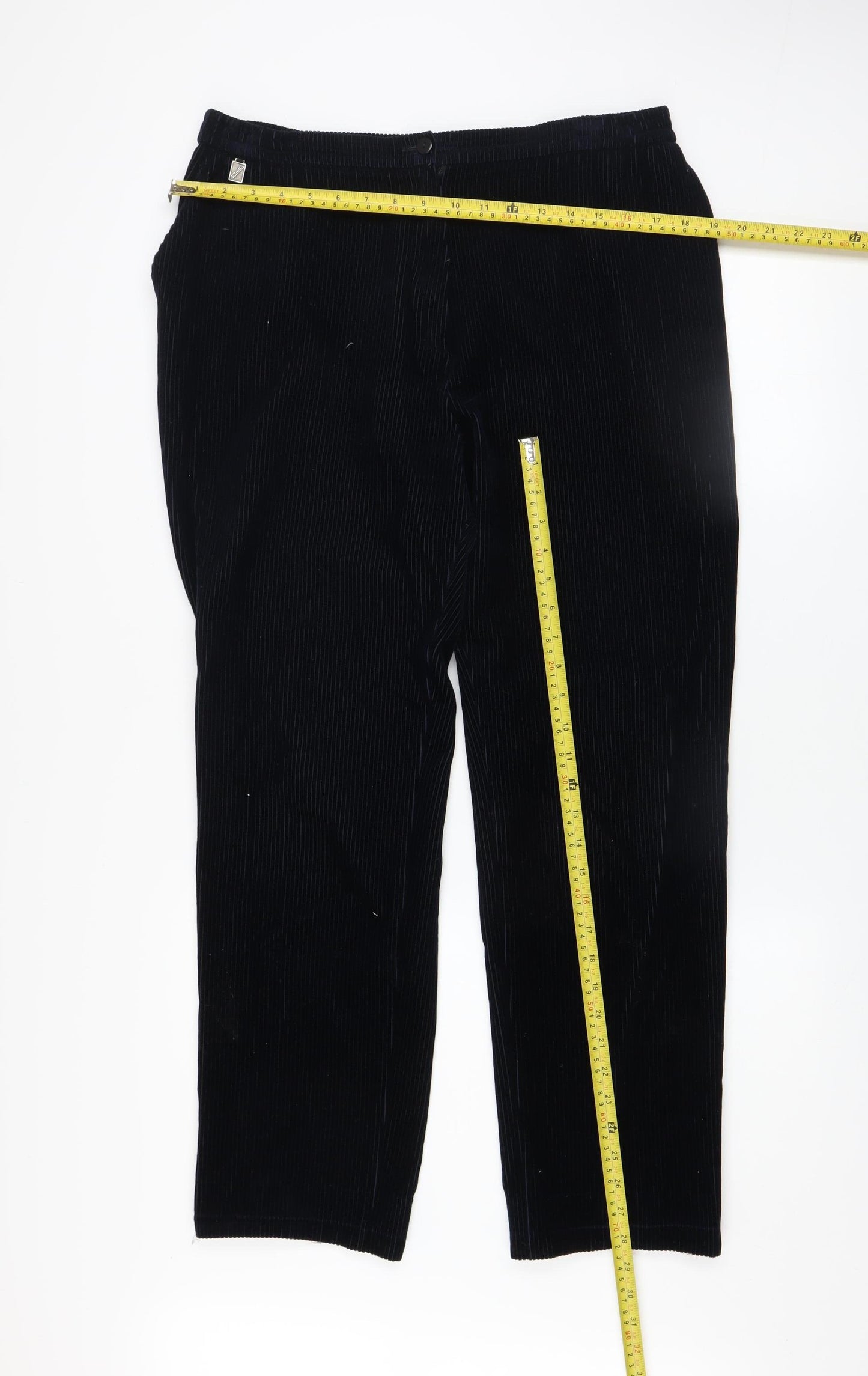 Lorelia Men's Black Corduroy Regular Fit Trousers Size L