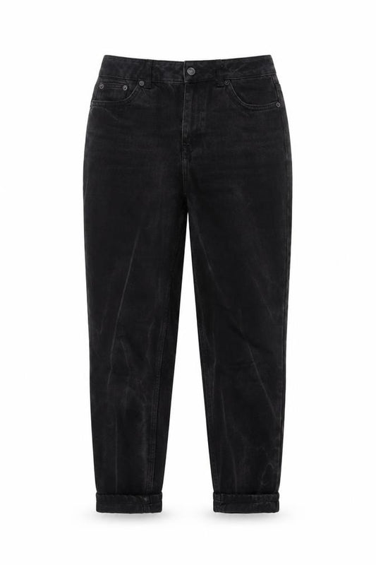 Front view of Topshop Women’s Black Mom Jeans, size UK 10, High Rise Denim
