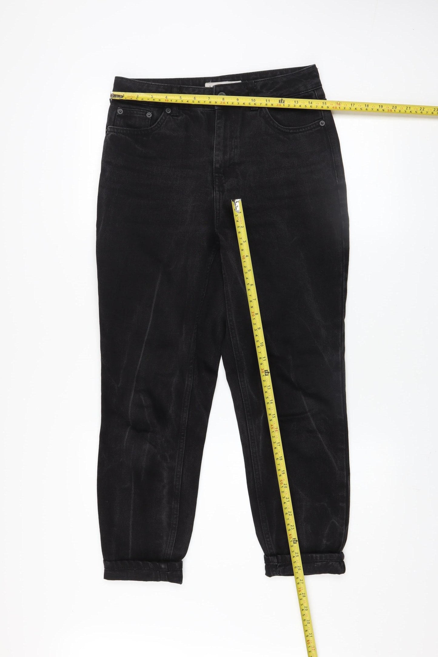 Topshop Women’s Black Mom Jeans Size 10 High Rise Denim