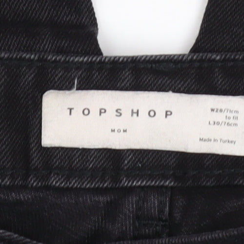 Topshop Women’s Black Mom Jeans Size 10 High Rise Denim
