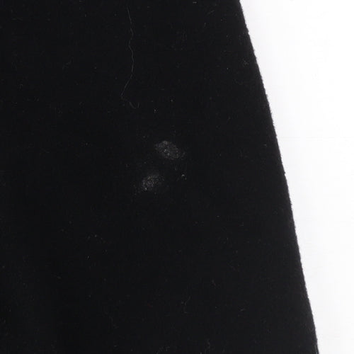 Kiss Collection Womens Black Wool Fur Trim Coat Size 16