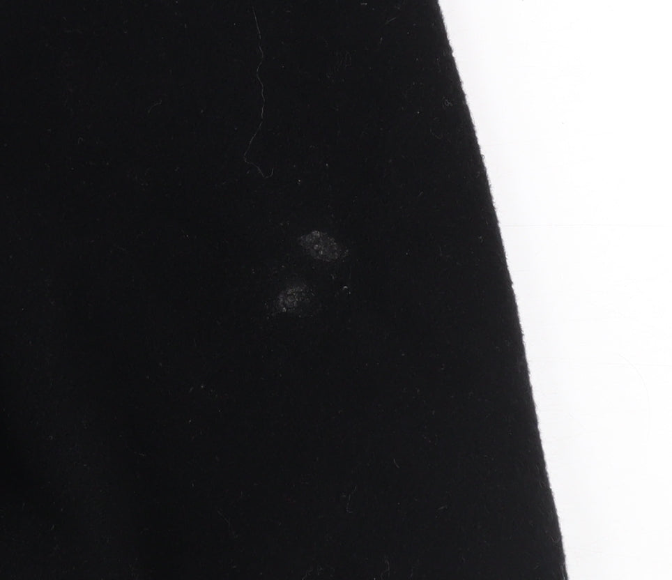 Kiss Collection Womens Black Wool Fur Trim Coat Size 16