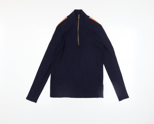 Dubarry Women's Navy Half Zip Jumper UK 12 Long Sleeve Knitwear