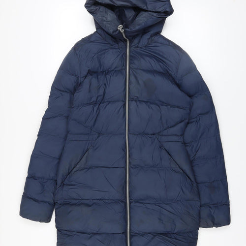 Timberland Womens Navy XS Puffer Jacket Hooded Winter Nylon Coat