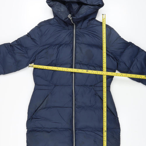 Timberland Womens Navy XS Puffer Jacket Hooded Winter Nylon Coat