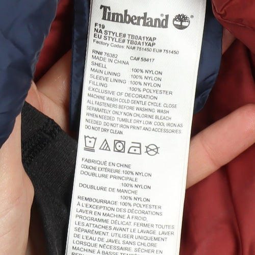 Timberland Womens Navy XS Puffer Jacket Hooded Winter Nylon Coat