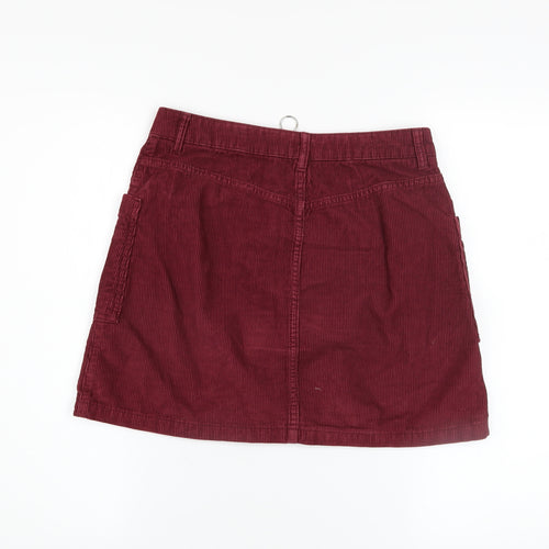 Topshop Women Red Corduroy A-Line Mini Skirt Size 10