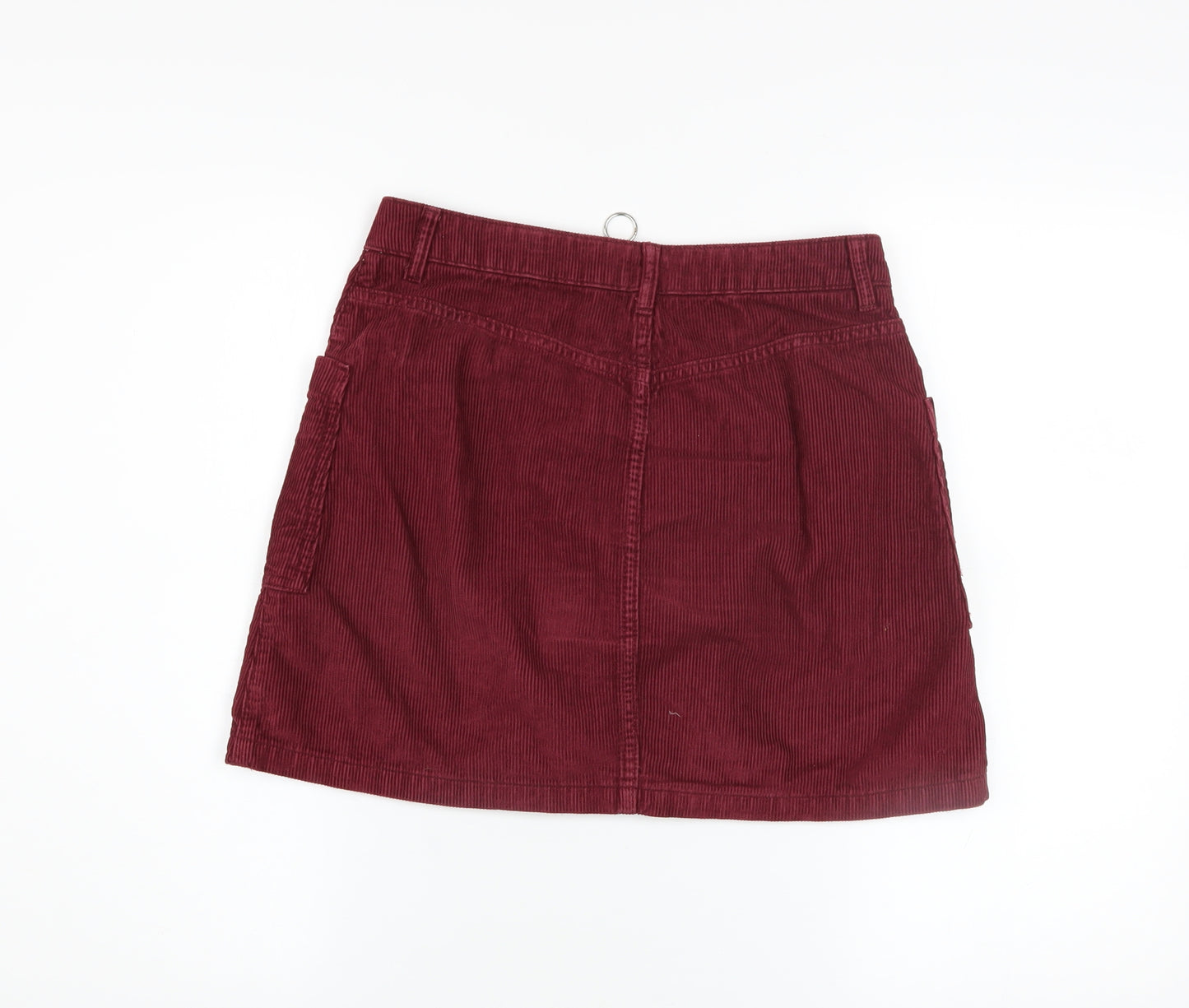 Topshop Women Red Corduroy A-Line Mini Skirt Size 10