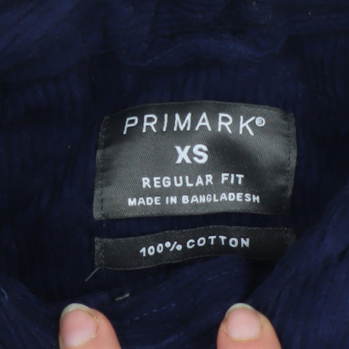 Primark Men’s Blue Corduroy Long Sleeve Button-Up Shirt XS