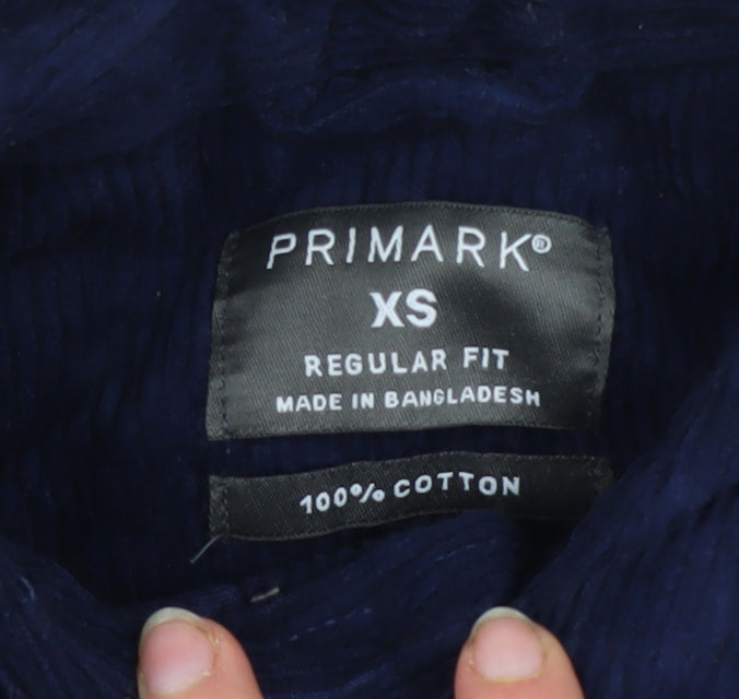 Primark Men’s Blue Corduroy Long Sleeve Button-Up Shirt XS