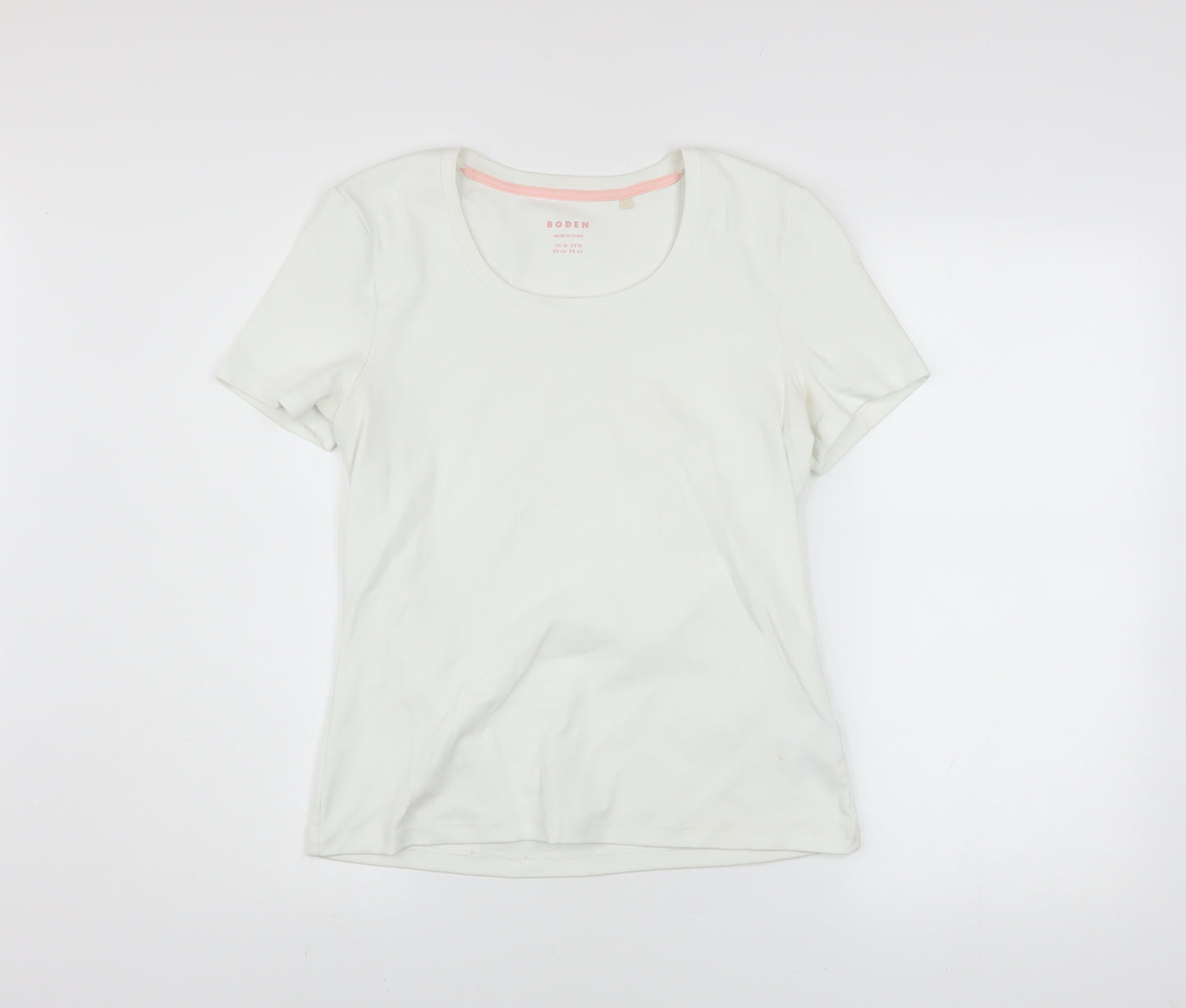 Boden Women White Short Sleeve Basic Cotton T-Shirt Size 14