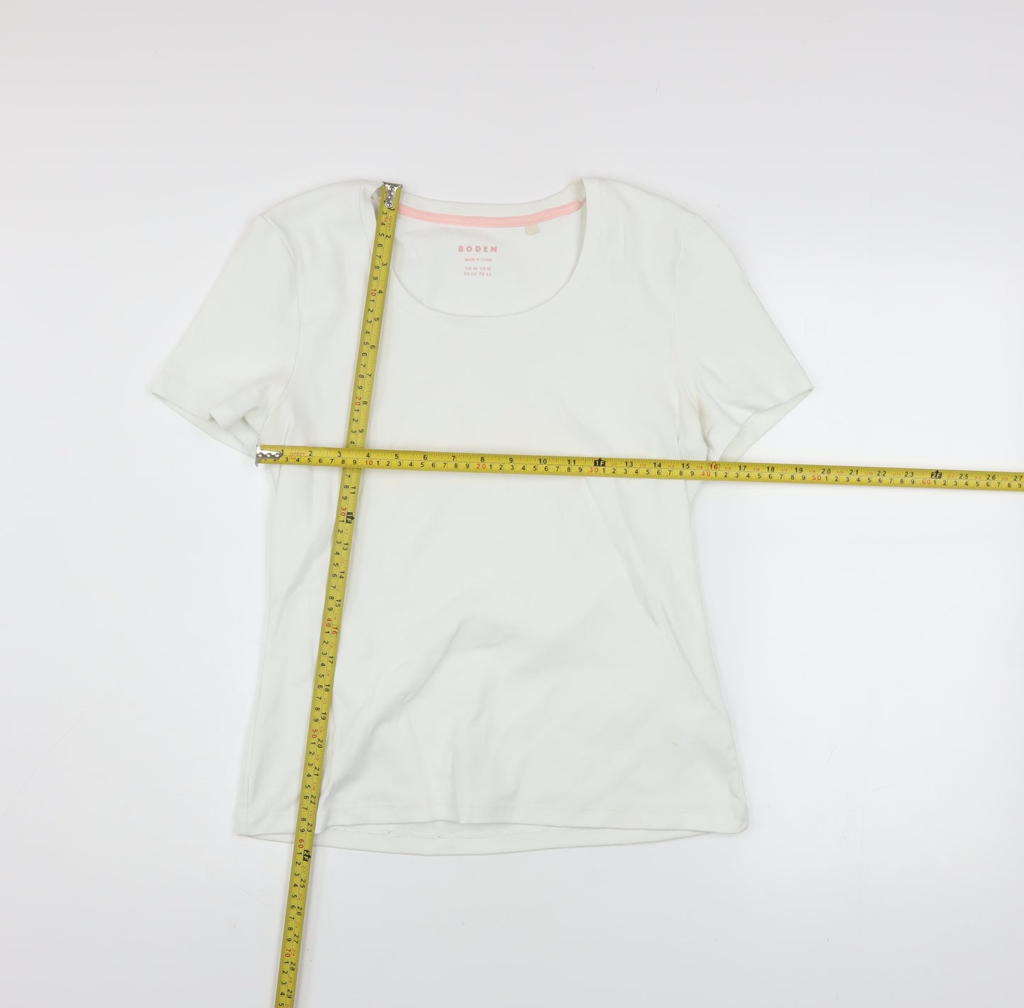 Boden Women White Short Sleeve Basic Cotton T-Shirt Size 14