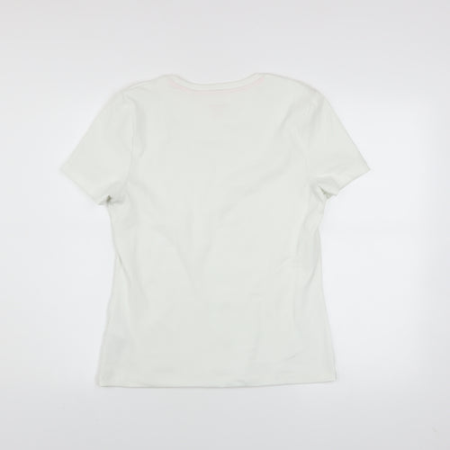 Boden Women White Short Sleeve Basic Cotton T-Shirt Size 14