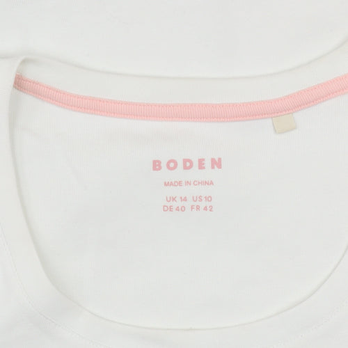 Boden Women White Short Sleeve Basic Cotton T-Shirt Size 14