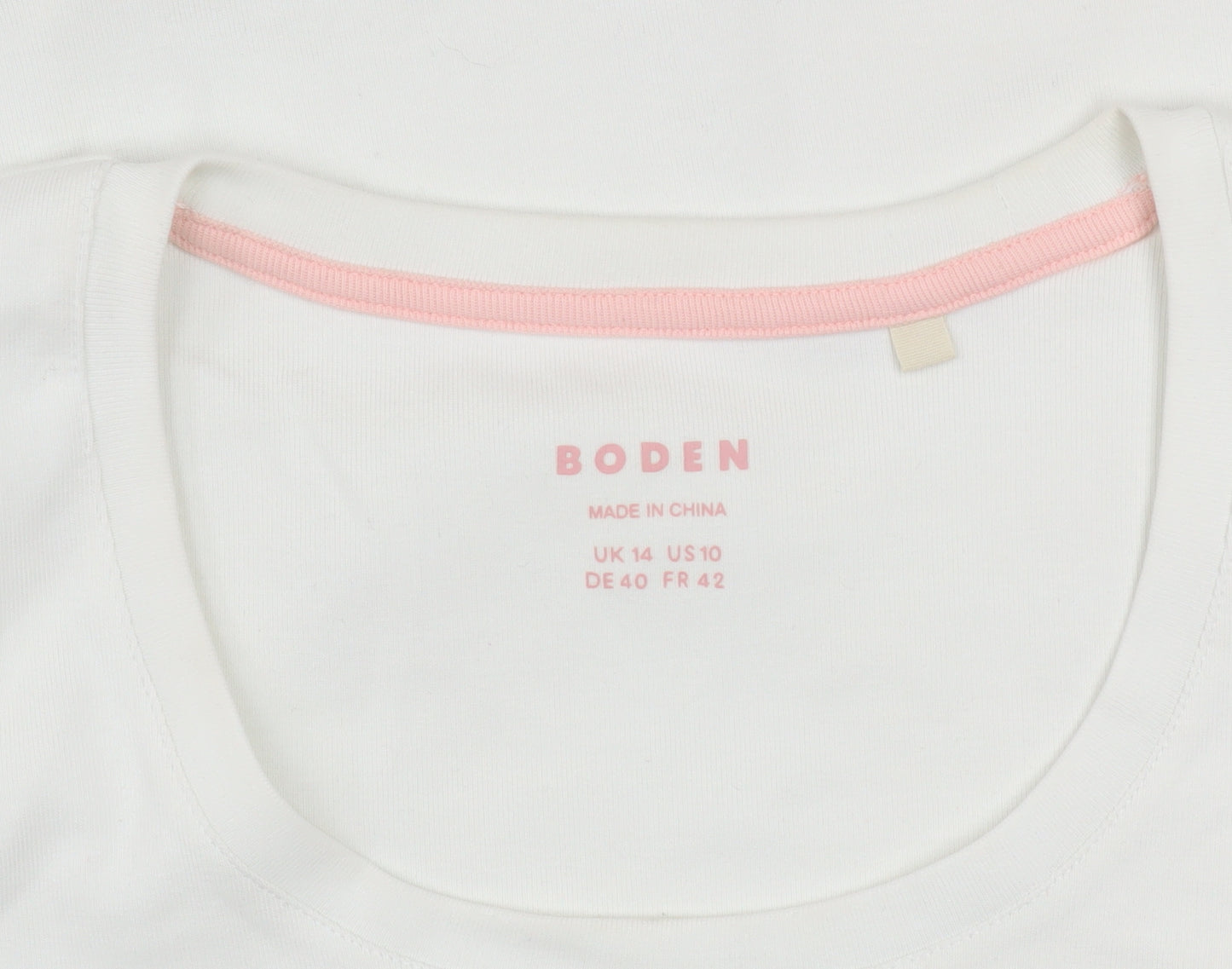 Boden Women White Short Sleeve Basic Cotton T-Shirt Size 14