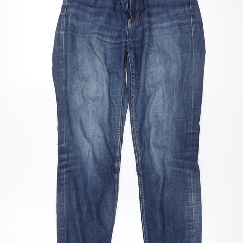 H&M Women's Blue Mid-Rise Boyfriend Jeans Size 8 Relaxed Fit Denim