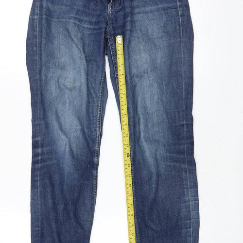 H&M Women's Blue Mid-Rise Boyfriend Jeans Size 8 Relaxed Fit Denim