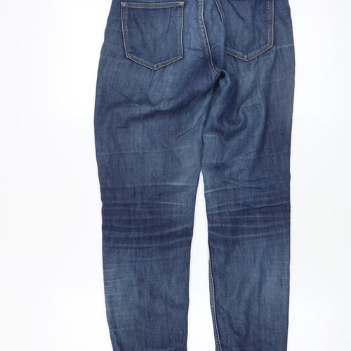 H&M Women's Blue Mid-Rise Boyfriend Jeans Size 8 Relaxed Fit Denim