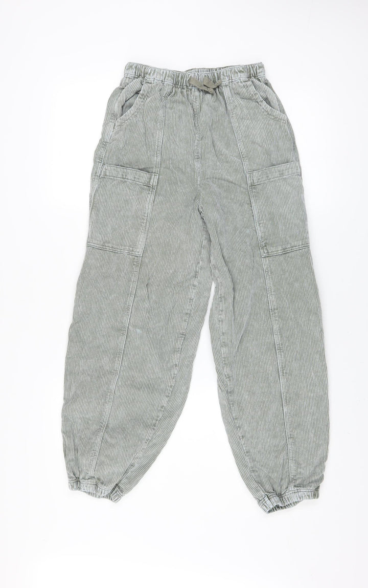 Next Boys Grey Cargo Trousers 12 Years 100% Cotton Elastic Waist