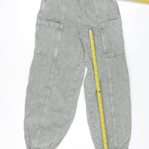 Next Boys Grey Cargo Trousers 12 Years 100% Cotton Elastic Waist