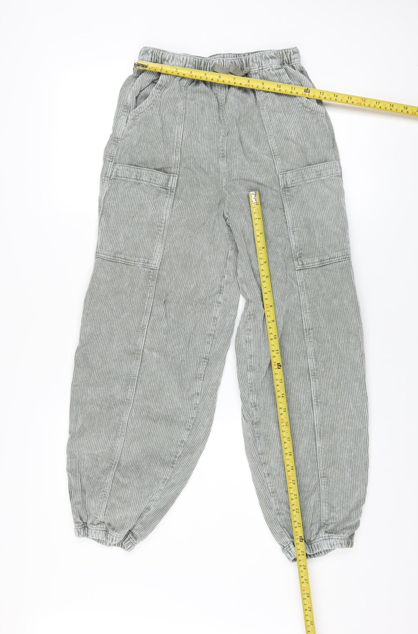 Next Boys Grey Cargo Trousers 12 Years 100% Cotton Elastic Waist