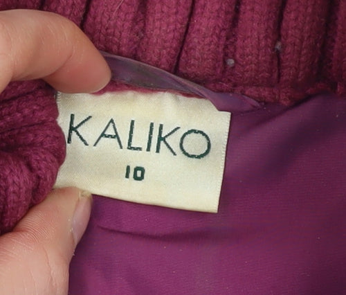 Kaliko Women's Purple Puffer Waistcoat Size 10 Quilted Sleeveless Gilet